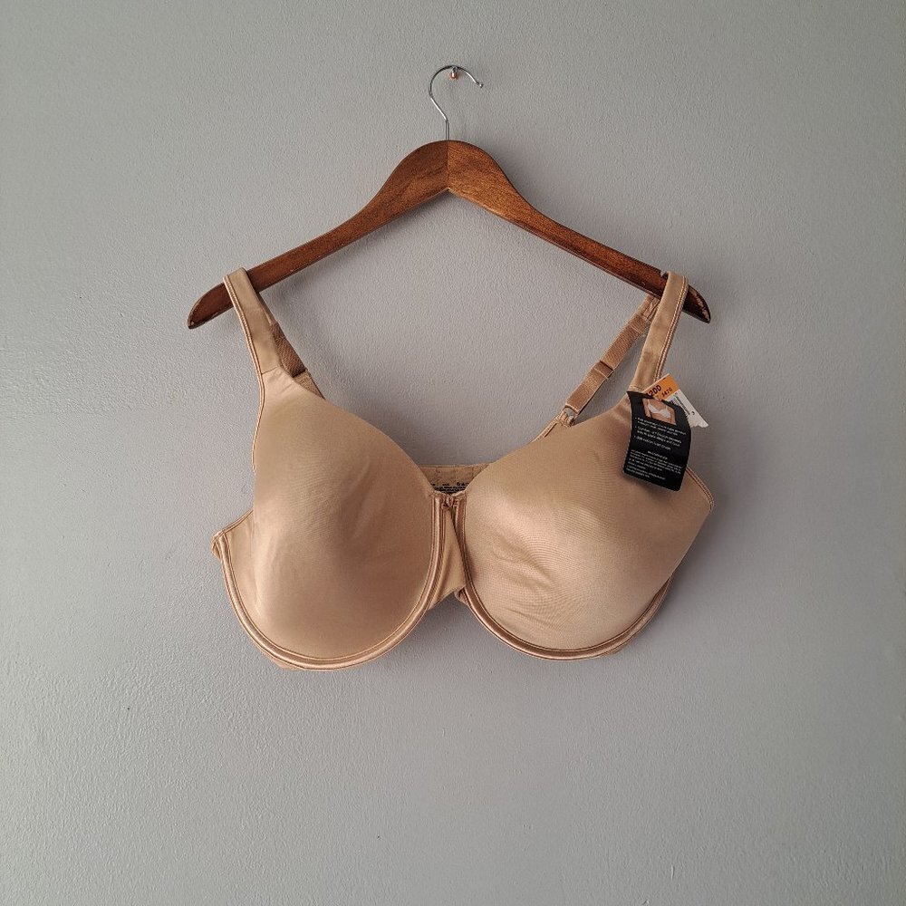 Bali One Smooth U Beige Satin Soft Full Cover Bra Size 42 DD‎ NWT